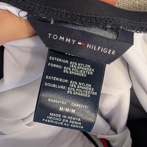 NWT Tommy Hilfiger Navy Over The Shoulder Half Zip One Piece Swimsuit, Size M - Picture 9 of 9